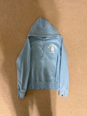 Bape Light Blue Hoodie with White Logo